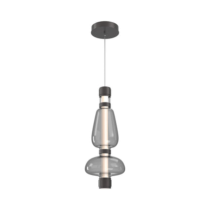 Bolla Mandrel LED Pendant Light in Graphite/Smoke Blown Glass.
