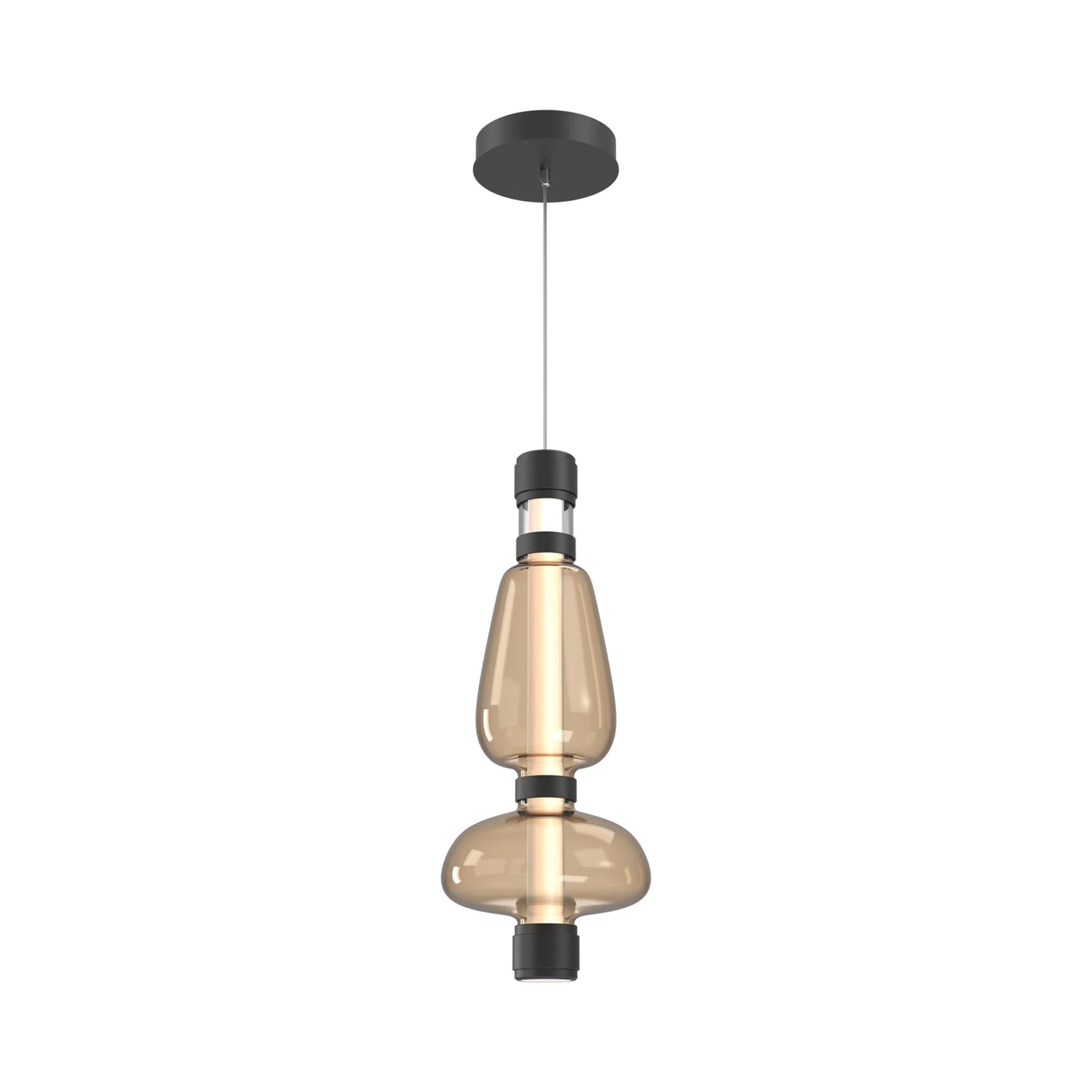Bolla Mandrel LED Pendant Light in Matte Black/Bronze Blown Glass.
