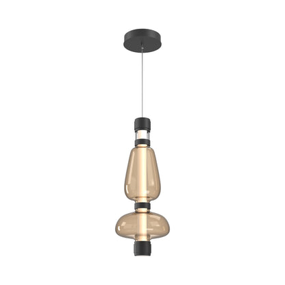 Bolla Mandrel LED Pendant Light in Matte Black/Bronze Blown Glass.