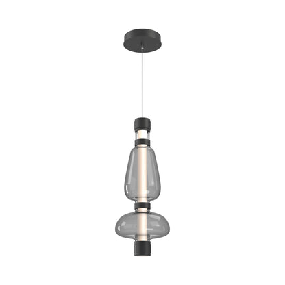 Bolla Mandrel LED Pendant Light in Matte Black/Smoke Blown Glass.