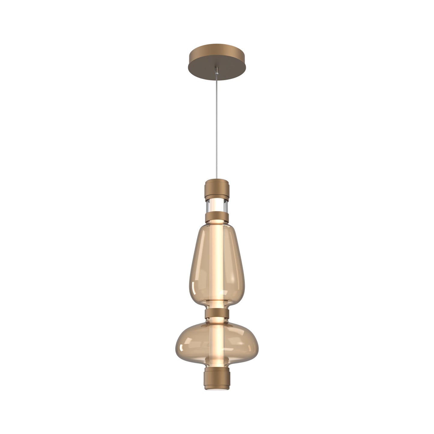 Bolla Mandrel LED Pendant Light in Novel Brass/Bronze Blown Glass.