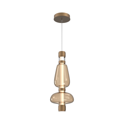 Bolla Mandrel LED Pendant Light in Novel Brass/Bronze Blown Glass.