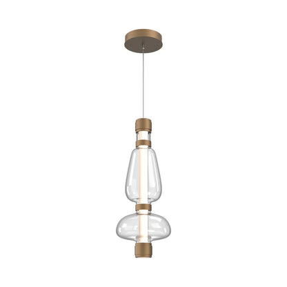 Bolla Mandrel LED Pendant Light in Novel Brass/Clear Blown Glass.