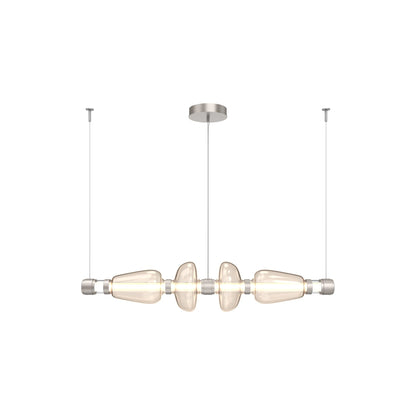 Bolla Mandrel Linear LED Chandelier in Beige Silver/Amber Blown Glass (53.3-Inch).