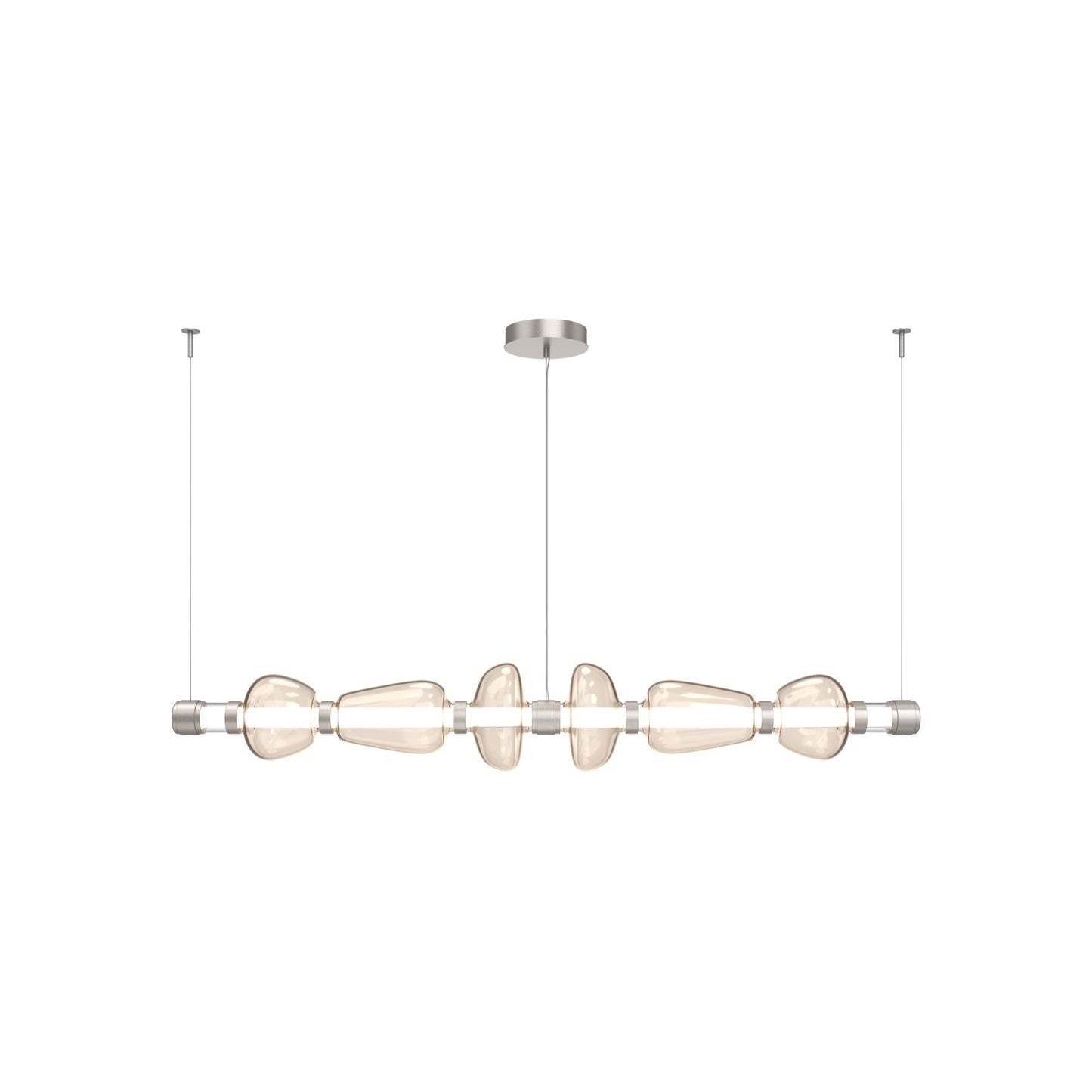 Bolla Mandrel Linear LED Chandelier in Beige Silver/Amber Blown Glass (72.6-Inch).