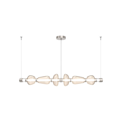 Bolla Mandrel Linear LED Chandelier in Beige Silver/Amber Blown Glass (72.6-Inch).