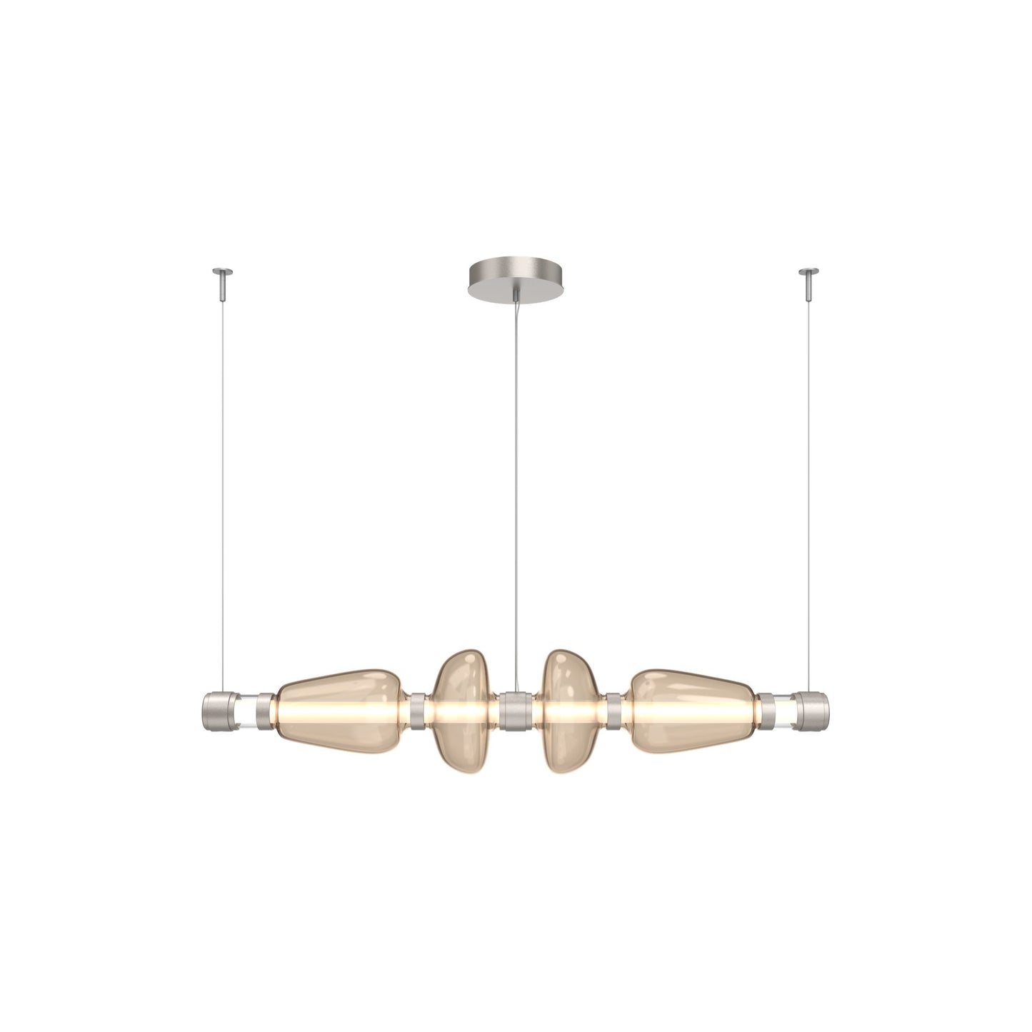 Bolla Mandrel Linear LED Chandelier in Beige Silver/Bronze Blown Glass (53.3-Inch).