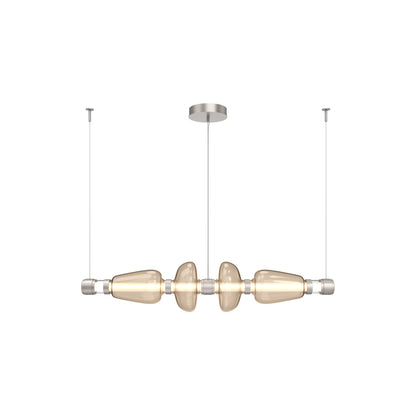 Bolla Mandrel Linear LED Chandelier in Beige Silver/Bronze Blown Glass (53.3-Inch).