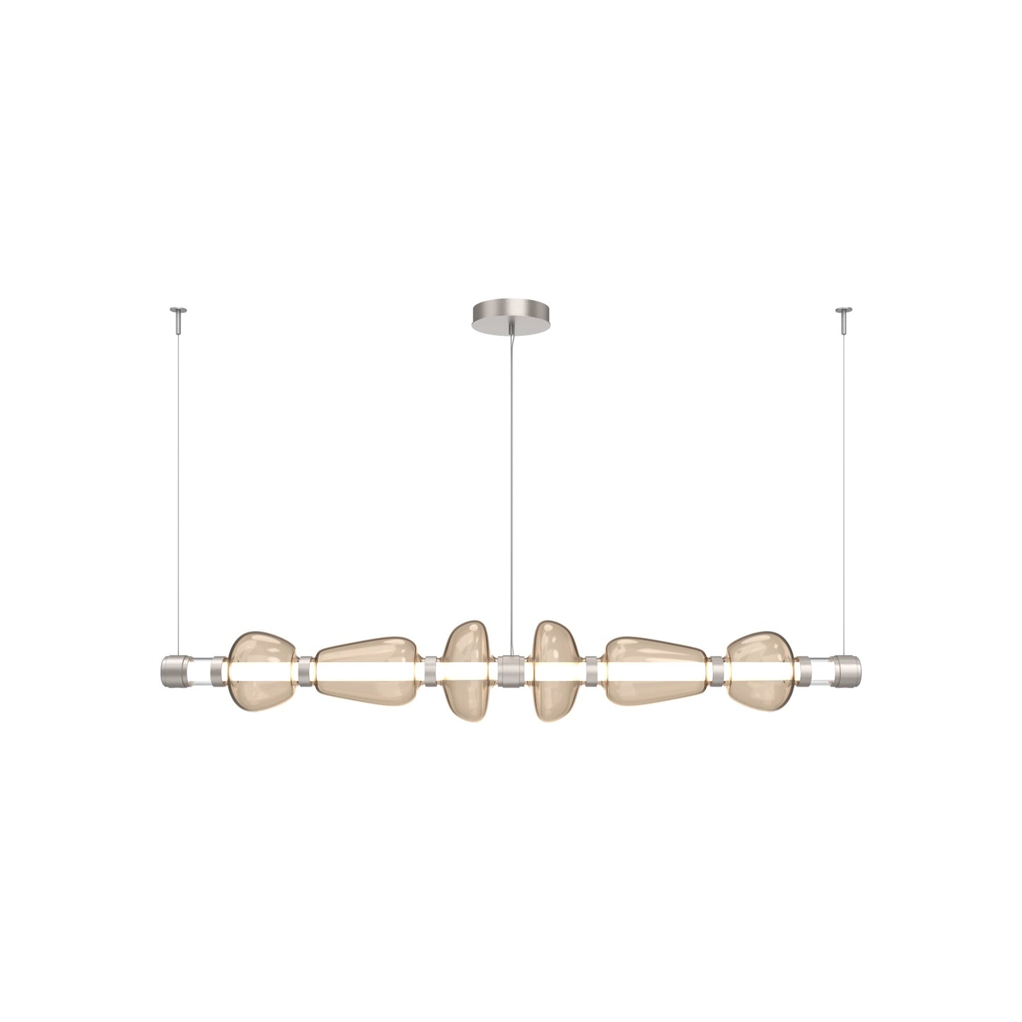 Bolla Mandrel Linear LED Chandelier in Beige Silver/Bronze Blown Glass (72.6-Inch).