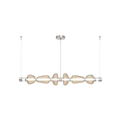 Bolla Mandrel Linear LED Chandelier in Beige Silver/Bronze Blown Glass (72.6-Inch).
