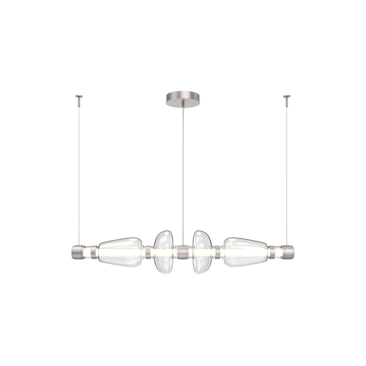 Bolla Mandrel Linear LED Chandelier in Beige Silver/Clear Blown Glass (53.3-Inch).