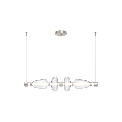 Bolla Mandrel Linear LED Chandelier in Beige Silver/Clear Blown Glass (53.3-Inch).