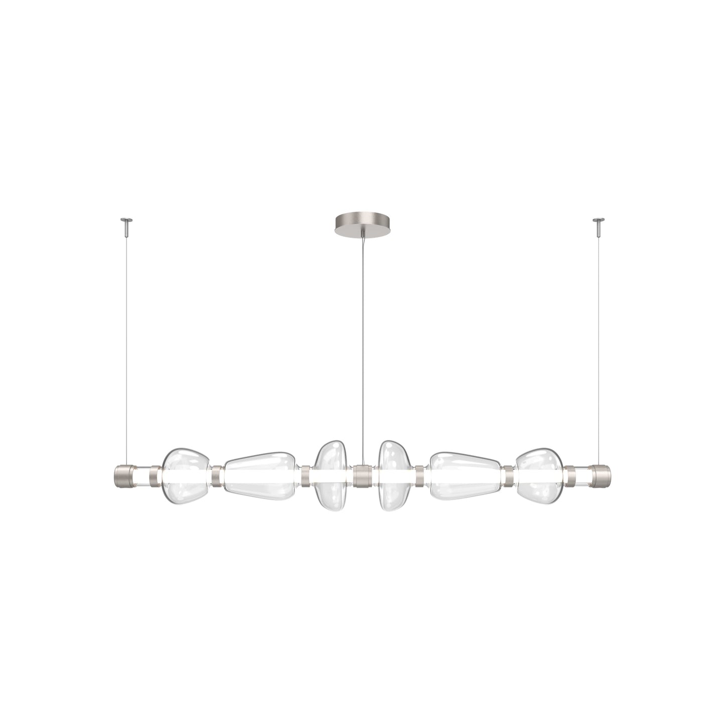 Bolla Mandrel Linear LED Chandelier in Beige Silver/Clear Blown Glass (72.6-Inch).