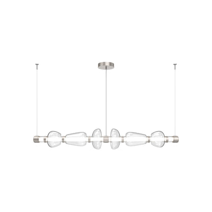 Bolla Mandrel Linear LED Chandelier in Beige Silver/Clear Blown Glass (72.6-Inch).