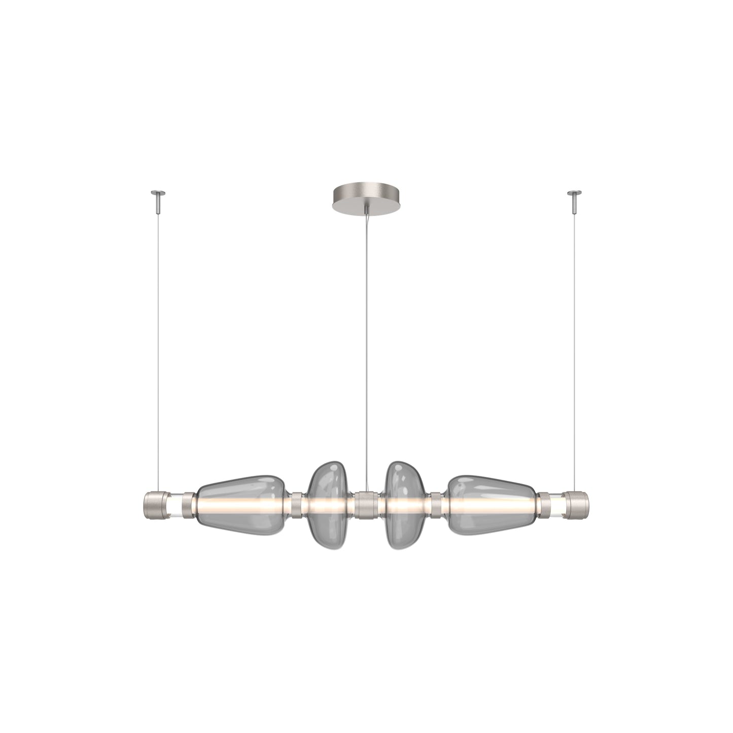 Bolla Mandrel Linear LED Chandelier in Beige Silver/Smoke Blown Glass (53.3-Inch).
