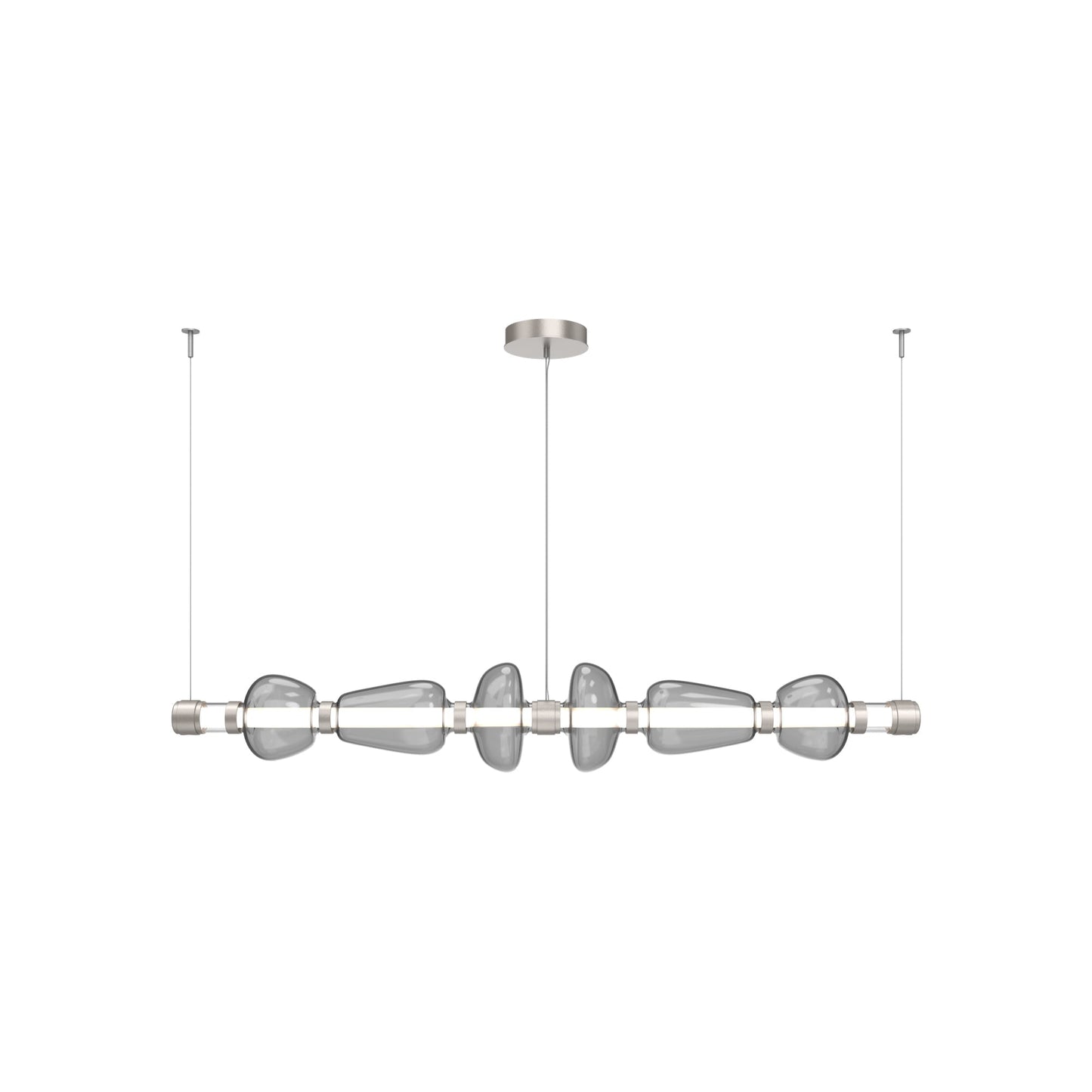 Bolla Mandrel Linear LED Chandelier in Beige Silver/Smoke Blown Glass (72.6-Inch).