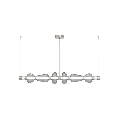 Bolla Mandrel Linear LED Chandelier in Beige Silver/Smoke Blown Glass (72.6-Inch).
