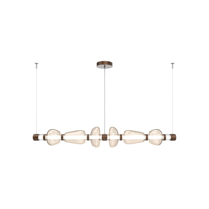 Bolla Mandrel Linear LED Chandelier in Burnished Bronze/Amber Blown Glass (72.6-Inch).