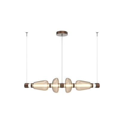 Bolla Mandrel Linear LED Chandelier in Burnished Bronze/Bronze Blown Glass (53.3-Inch).