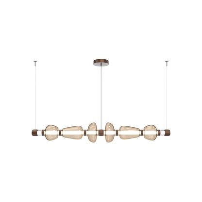 Bolla Mandrel Linear LED Chandelier in Burnished Bronze/Bronze Blown Glass (72.6-Inch).