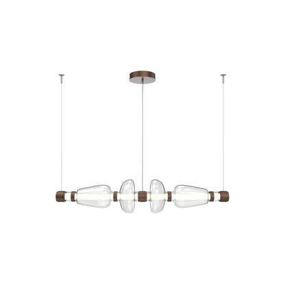 Bolla Mandrel Linear LED Chandelier in Burnished Bronze/Clear Blown Glass (53.3-Inch).