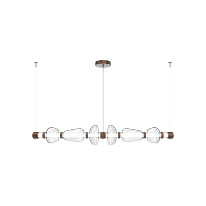 Bolla Mandrel Linear LED Chandelier in Burnished Bronze/Clear Blown Glass (72.6-Inch).