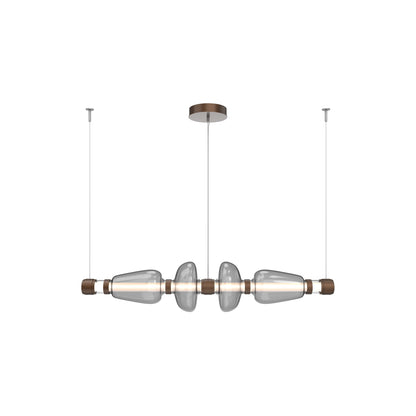 Bolla Mandrel Linear LED Chandelier in Burnished Bronze/Smoke Blown Glass (53.3-Inch).