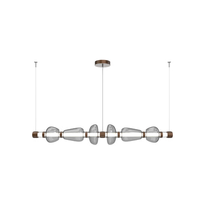 Bolla Mandrel Linear LED Chandelier in Burnished Bronze/Smoke Blown Glass (72.6-Inch).