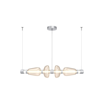 Bolla Mandrel Linear LED Chandelier in Classic Silver/Amber Blown Glass (53.3-Inch).