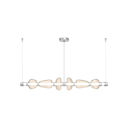 Bolla Mandrel Linear LED Chandelier in Classic Silver/Amber Blown Glass (72.6-Inch).