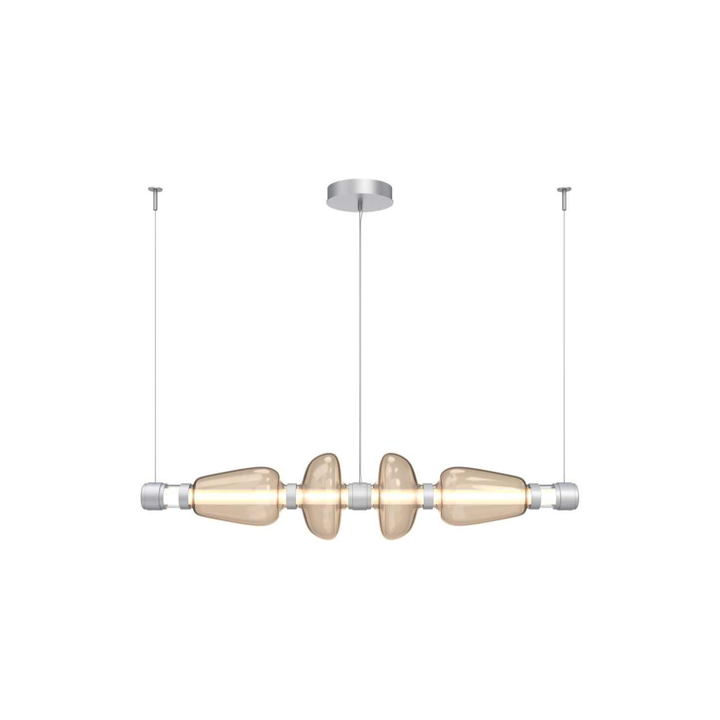 Bolla Mandrel Linear LED Chandelier in Classic Silver/Bronze Blown Glass (53.3-Inch).