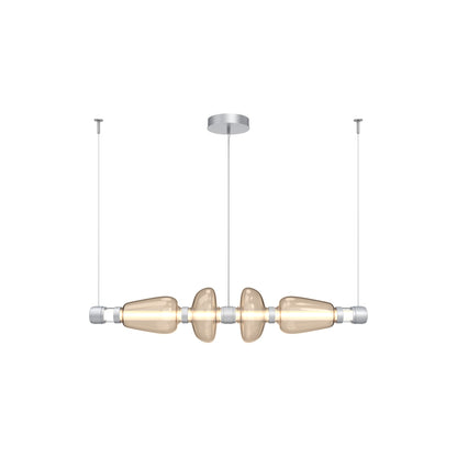 Bolla Mandrel Linear LED Chandelier in Classic Silver/Bronze Blown Glass (53.3-Inch).