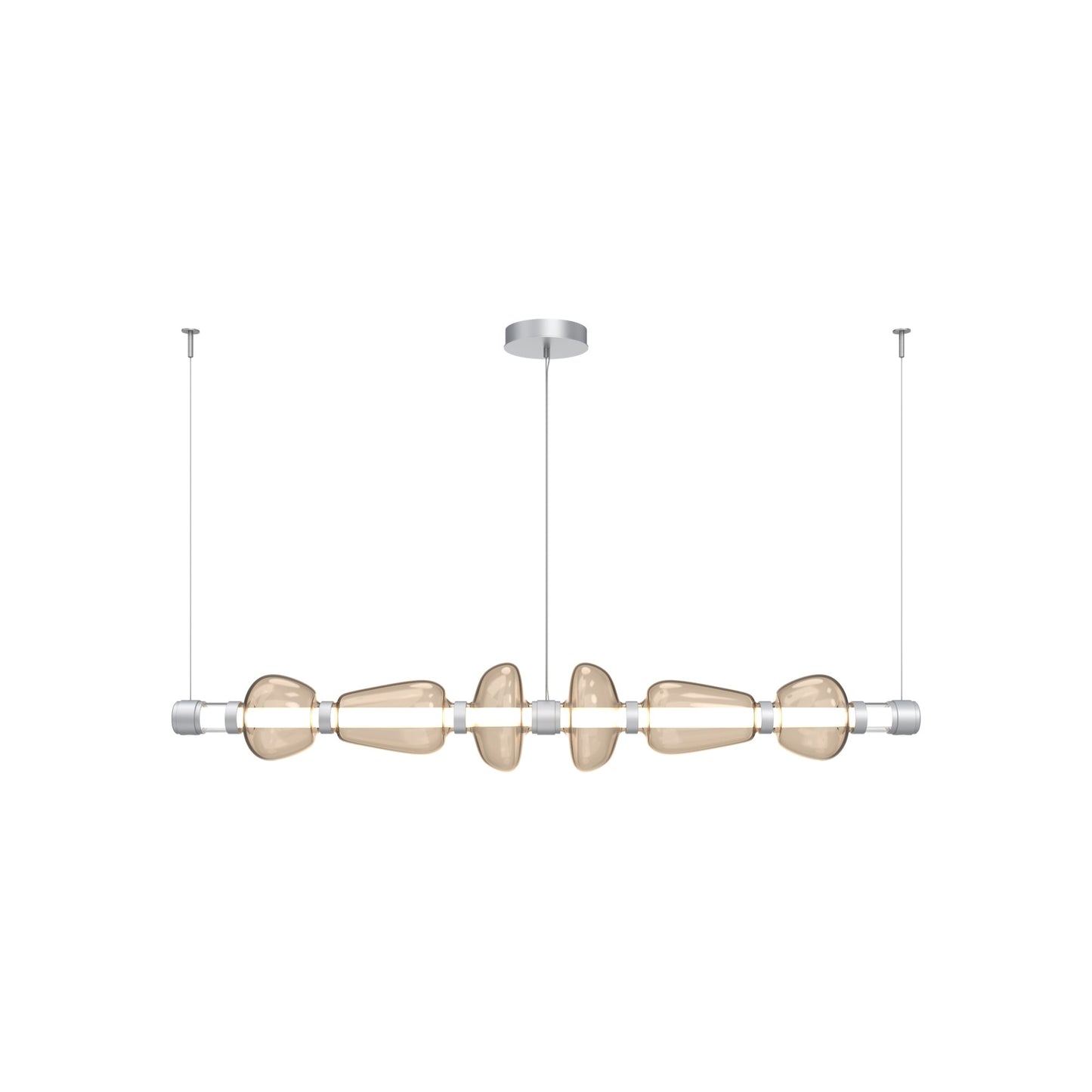 Bolla Mandrel Linear LED Chandelier in Classic Silver/Bronze Blown Glass (72.6-Inch).