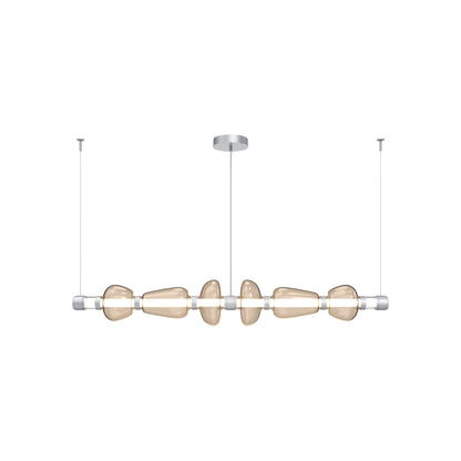 Bolla Mandrel Linear LED Chandelier in Classic Silver/Bronze Blown Glass (72.6-Inch).