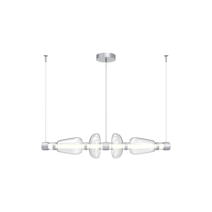 Bolla Mandrel Linear LED Chandelier in Classic Silver/Clear Blown Glass (53.3-Inch).