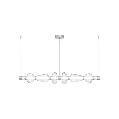Bolla Mandrel Linear LED Chandelier in Classic Silver/Clear Blown Glass (72.6-Inch).