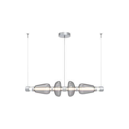 Bolla Mandrel Linear LED Chandelier in Classic Silver/Smoke Blown Glass (53.3-Inch).