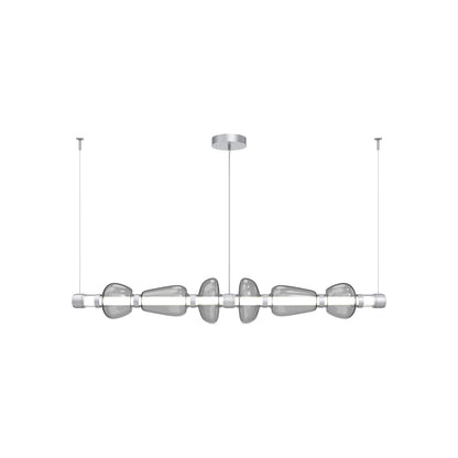 Bolla Mandrel Linear LED Chandelier in Classic Silver/Smoke Blown Glass (72.6-Inch).
