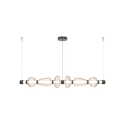 Bolla Mandrel Linear LED Chandelier in Flat Bronze/Amber Blown Glass (72.6-Inch).