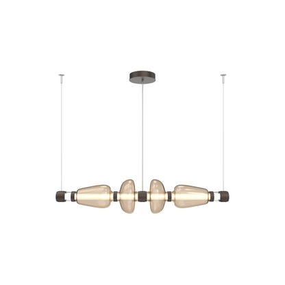 Bolla Mandrel Linear LED Chandelier in Flat Bronze/Bronze Blown Glass (53.3-Inch).