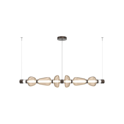 Bolla Mandrel Linear LED Chandelier in Flat Bronze/Bronze Blown Glass (72.6-Inch).