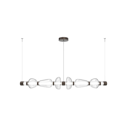 Bolla Mandrel Linear LED Chandelier in Flat Bronze/Clear Blown Glass (72.6-Inch).