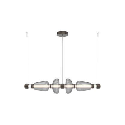Bolla Mandrel Linear LED Chandelier in Flat Bronze/Smoke Blown Glass (53.3-Inch).