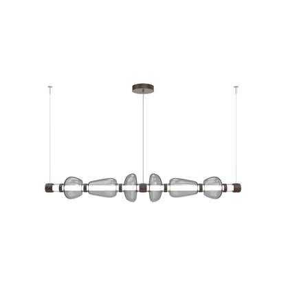 Bolla Mandrel Linear LED Chandelier in Flat Bronze/Smoke Blown Glass (72.6-Inch).