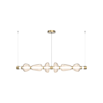 Bolla Mandrel Linear LED Chandelier in Gilded Brass/Amber Blown Glass (72.6-Inch).