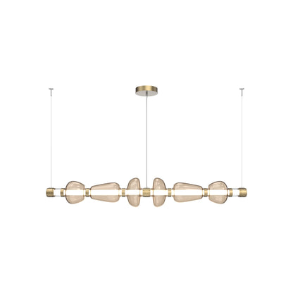 Bolla Mandrel Linear LED Chandelier in Gilded Brass/Bronze Blown Glass (72.6-Inch).