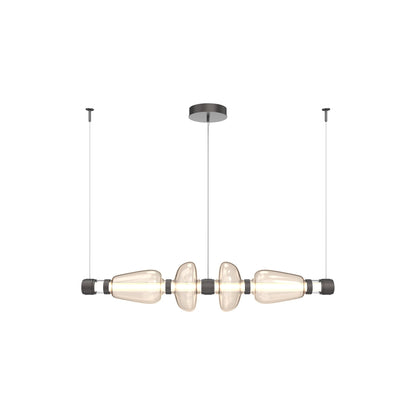 Bolla Mandrel Linear LED Chandelier in Graphite/Amber Blown Glass (53.3-Inch).