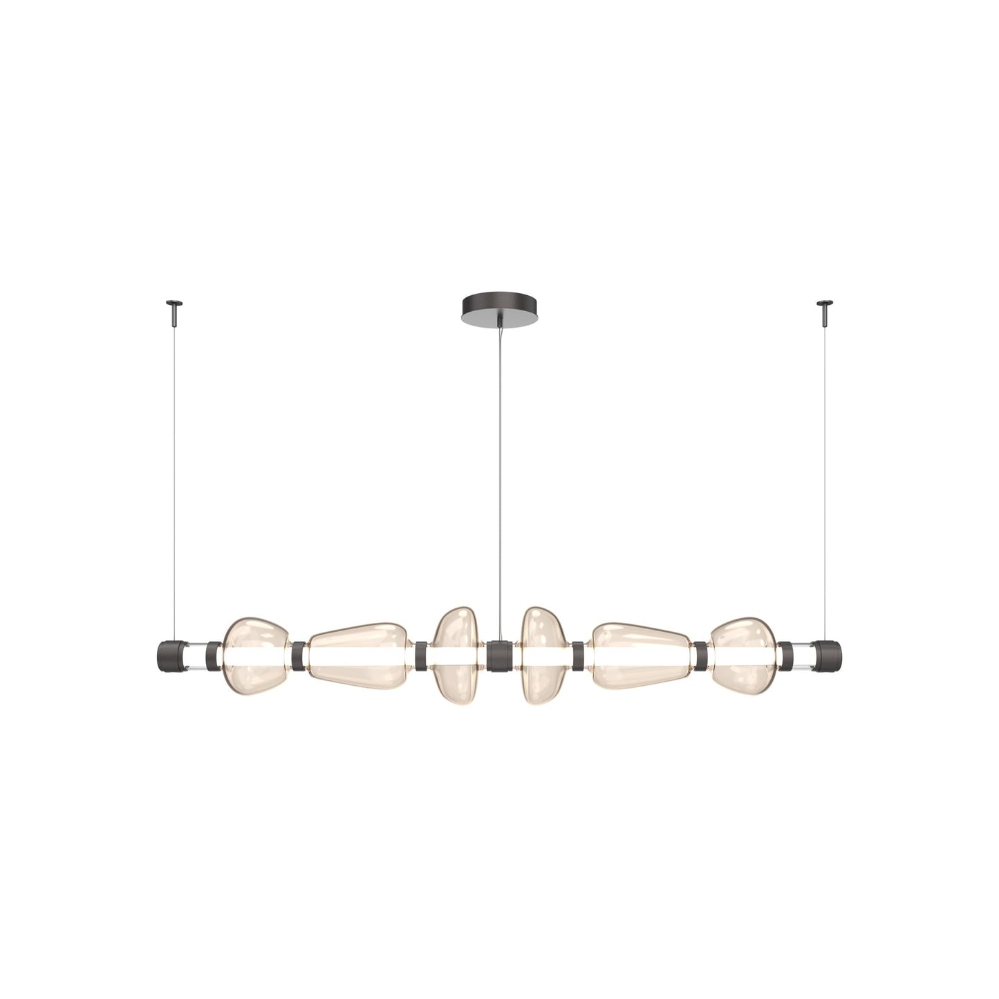 Bolla Mandrel Linear LED Chandelier in Graphite/Amber Blown Glass (72.6-Inch).