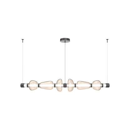 Bolla Mandrel Linear LED Chandelier in Graphite/Amber Blown Glass (72.6-Inch).