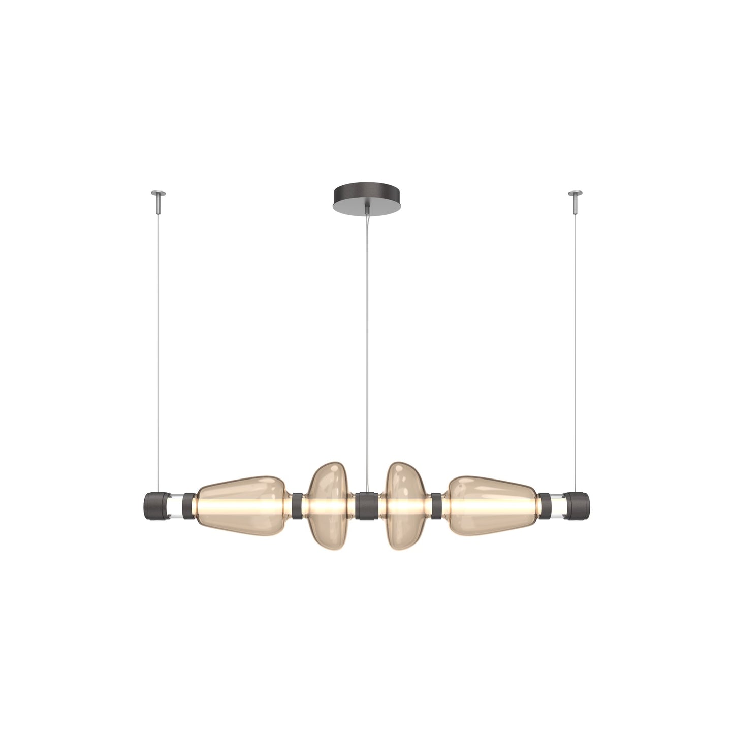 Bolla Mandrel Linear LED Chandelier in Graphite/Bronze Blown Glass (53.3-Inch).